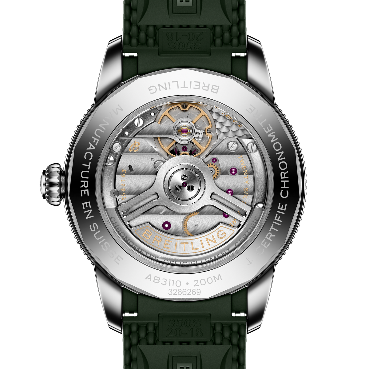 BRT Superocean Heritage B31 Automatic 40 Watch with Green Mesh Rubber Strap